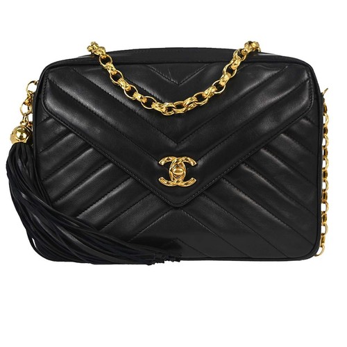 Chanel black lambskin chevron - lambskin,