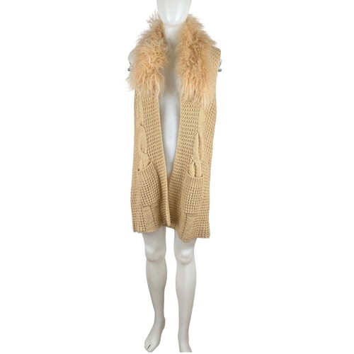 Tan chunky knit longline - tan, vest