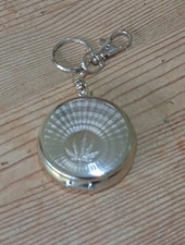 Metal pocket ashtray pop up cigarette holder herbal leaf decoration