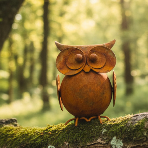 Rustic metal owl - metal, garden