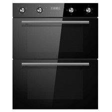 Cookology Electric Oven Built-Under 60cm Double Oven 85L, Timer - Black CDO720BK