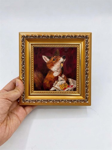 Cute red fox - cute, oil