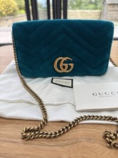 Gucci GG mini marmont chain flap bag velvet and leather