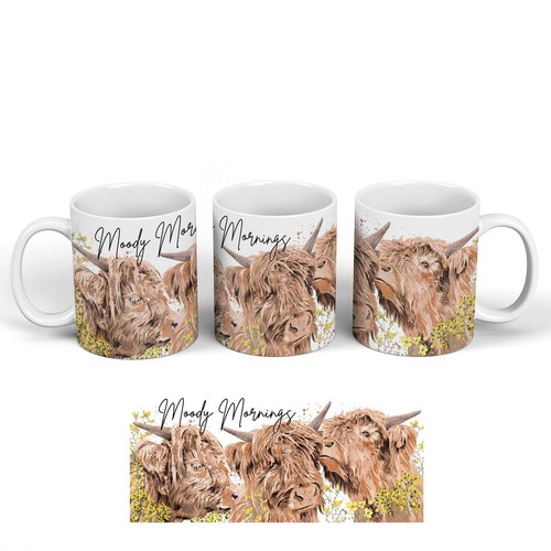 Highland cows watercolour - highland,
