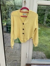 Ladies Yellow Cropped Cardigan From Hollister Size XS