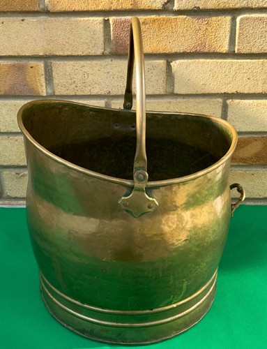 Vtg brass coal scuttle - vtg,