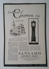 Vintage 1929 Sangamo Electric Clock Colonial Days Full Page Original Ad