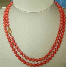 Long natural 8mm red pink - 35'',