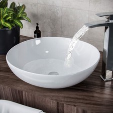 410mm Large Round Cloakroom Stand Alone Counter Top Basin Sink Bowl