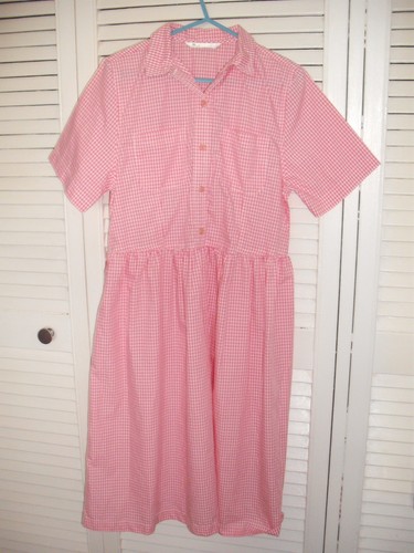 Pink gingham school dress - gingham,