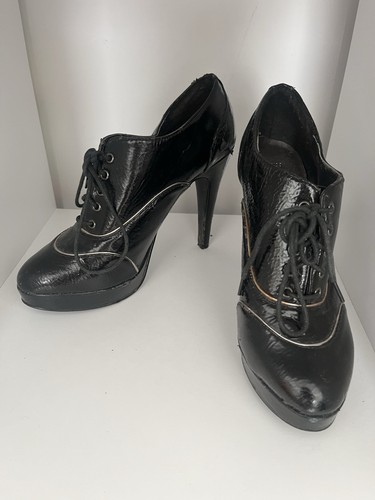 Black patent brogue - black, fiore