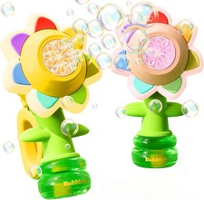 Kids Electric Bubble Machine Toy Automatic Sunflower Dancing Light Boys Girls