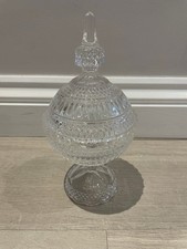 Vintage Small Crystal Glass Bon Bon Candy Dish with Lid 