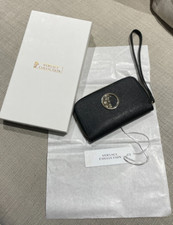 Authentic Versace Collection Black Leather Medusa logo Zip Around Leather Purse