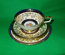 Paragon trio A560 tea cup saucer plate cobalt blue gold teacup fine bone china