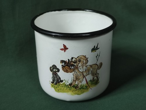 Vintage enamel mug - enamel, bright