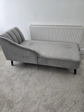 Grey Velvet Chaise Indoor Lounge Sofa Perfect Condition seating chair