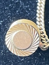 Vintage gold tone diamond cut tie pin with curb chain 1970s mod style