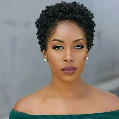 Short black pixie cut - black,