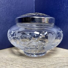 Vintage Stuart Crystal Rose Bowl Bud Pot Pourri Vase FlowerLidded Floral Design