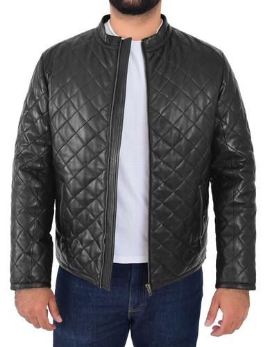 Mens leather quilted jacket - mens,
