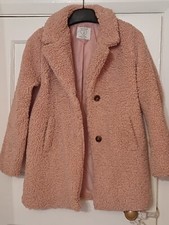 Girl's Primark Light Pink Fleece Teddy Coat - Age 11-12 years - Good Condition