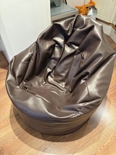 Large brown leather bean bag, used in good condition, pet and smoke free home