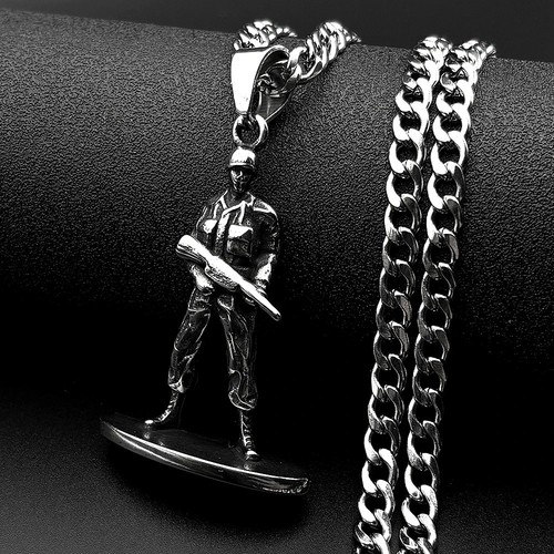 Silver soldier pendant chain - pendant,