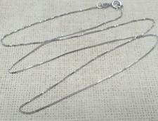 18ct White Gold Box Chain 18K 750 Fine 0.6mm High Polished Chain Necklace 16"