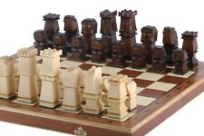 Brand New Unique Hand Carved Wooden chess set weighted pieces