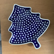 BOLESLAWIEC  POLISH POTTERY CHRISTMAS TREE SHAPE SERVING DISH