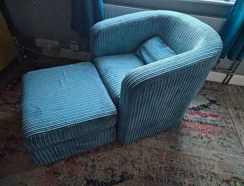 Dfs blue striped corduroy tub - corduroy,