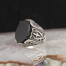 Onyx men silver ring handmade - onyx,