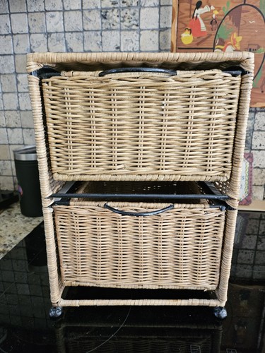 Vintage mcm wicker bamboo - bamboo, 12"