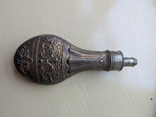 Antique G. & J.W. Hawksley Sheffield Copper & Brass Powder Flask – Ornate Emboss