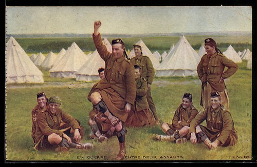 Postcard scottish soldiers - postcard,