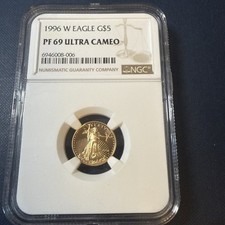 1996-W Gold Eagle 1/10 oz. $5 NGC PF69 Ultra Cameo. Free shipping.