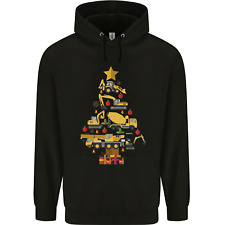 Construction Christmas Tree Digger Lorry Crane Childrens Kids Hoodie