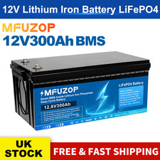 12V 300AH Lithium LiFePO4 Battery 10000+ Deep Cycle Solar RV Off-grid 200A BMS