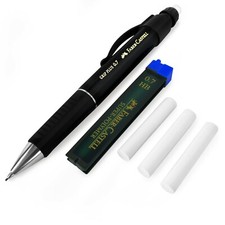 Faber-Castell Grip Plus Mechanical Pencil - Black + 0.7mm HB Leads + Erasers