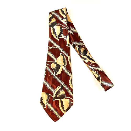 Vintage 1940 tie brown ivory - 1940's,