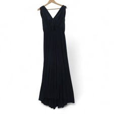 Vera Wang Evening Dress V Neck 6 Sleeveless Gown With Train Navy Blue  Preloved