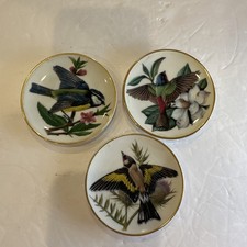 Vintage Franklin Porcelain Songbirds of The World Mini Plates. Set of 3 1980s VG