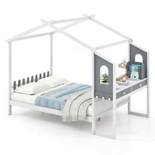 COSTWAY Double House Bed Wood