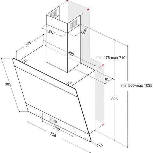 Hotpoint 80cm angled chimney - 80cm,