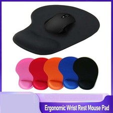BLACK ANTI-SLIP MOUSE MAT PAD WITH GEL WRIST SUPPORT PC & LAPTOP ~UK SELLER~