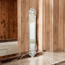 Washed White Wall Mirror Slim