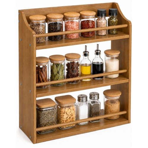 Tier wooden spice rack - wooden,
