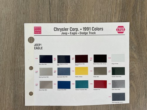 Chrysler corp 1991 colors - 1991,