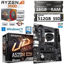 AMD Ryzen 5 3600 + 16GB RAM + 512GB SSD + GIGABYTE A520M Motherboard Bundle